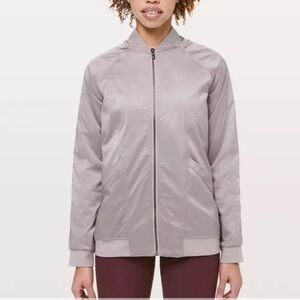 Lululemon Athletica Trace Back Bomber Jacket Dark Chrome Size 4